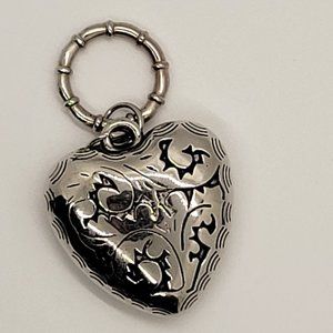 Scarf or Necklace Jewelry, with Black Funky Design and Silver Coloring, Heart